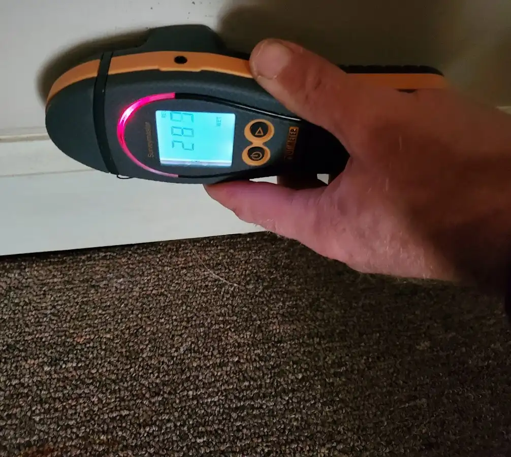Moisture detection at baseboard during Burst Pipe Cleanup in Kapolei